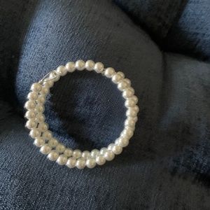 Handmade FAUX PEARL wrap bangle BRACELET
